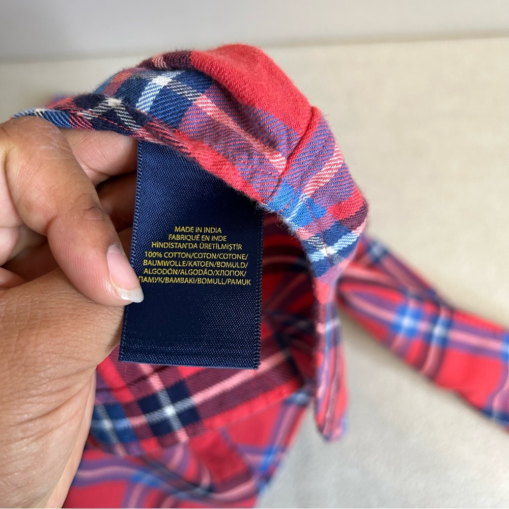 Polo by Ralph Lauren‎ Boys Red and Blue Plaid Kids Flannel Button Down Size S-8 - Picture 4 of 9